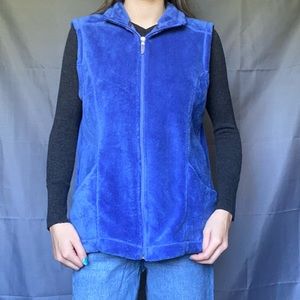 White Sierra Think Outside Large Fluffy Fleece Soft Blue Zip Up Vest W/Pockets